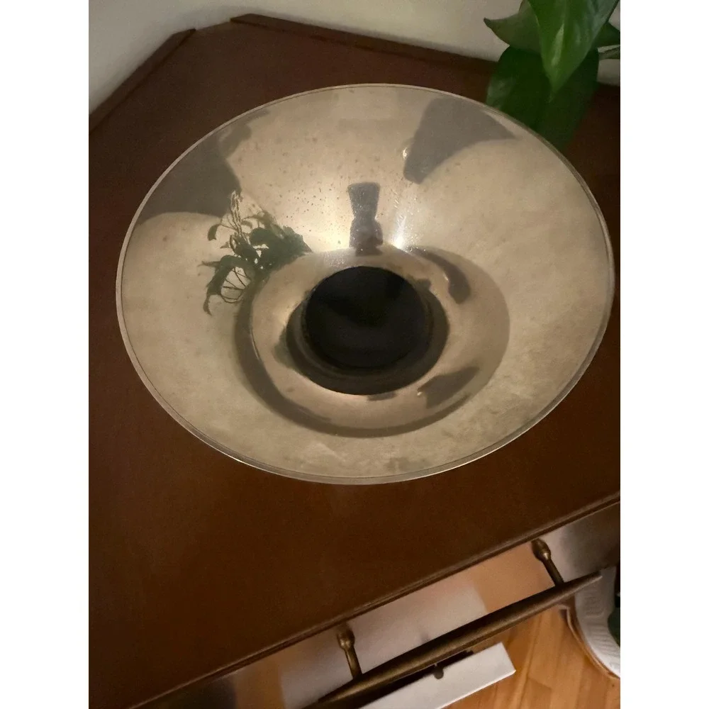 Arthur Salm Compote Bowl | MCM Nickel Plated Dish | Vintage Pedestal Candy Dish